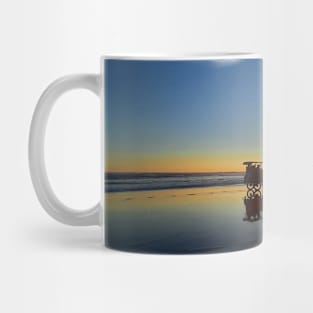 Horse-drawn carriages on beach at sunset 3 Mug